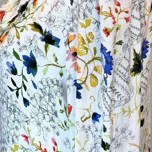 Nanette Lepore Floral raw hem ruffle top Women’s Size S - Picture 4 of 7